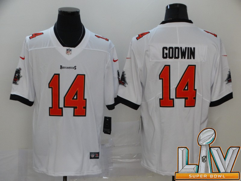 Super Bowl LV 2021 Men Tampa Bay Buccaneers #14 Godwin white New Nike Limited Vapor Untouchable NFL Jerseys->tampa bay buccaneers->NFL Jersey